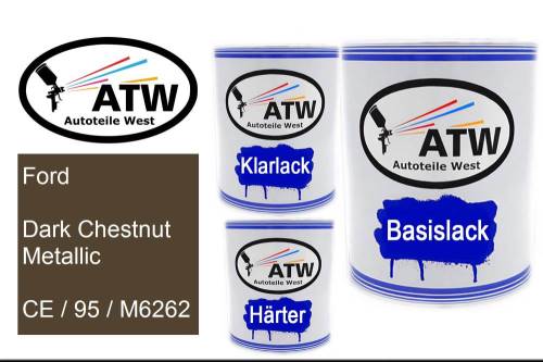 Ford, Dark Chestnut Metallic, CE / 95 / M6262: 1L Lackdose + 1L Klarlack + 500ml Härter - Set, von ATW Autoteile West.